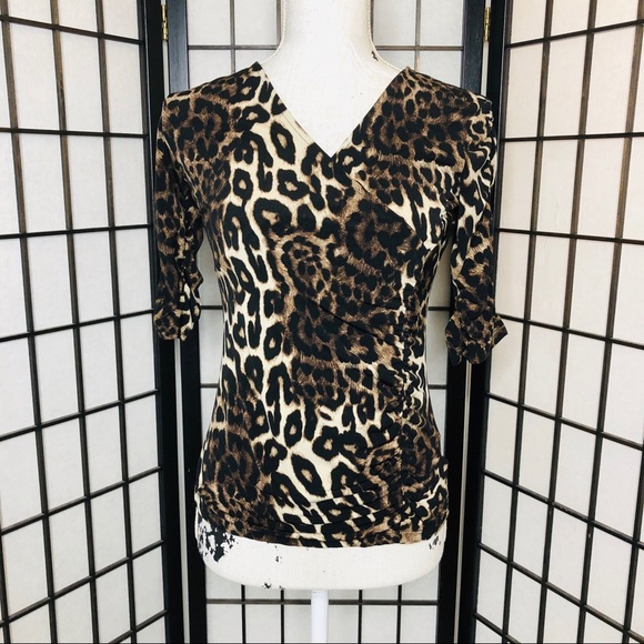 Style & Co. Tops - 🏆HP🏆 PETITE Leopard Print Ruche Blouse